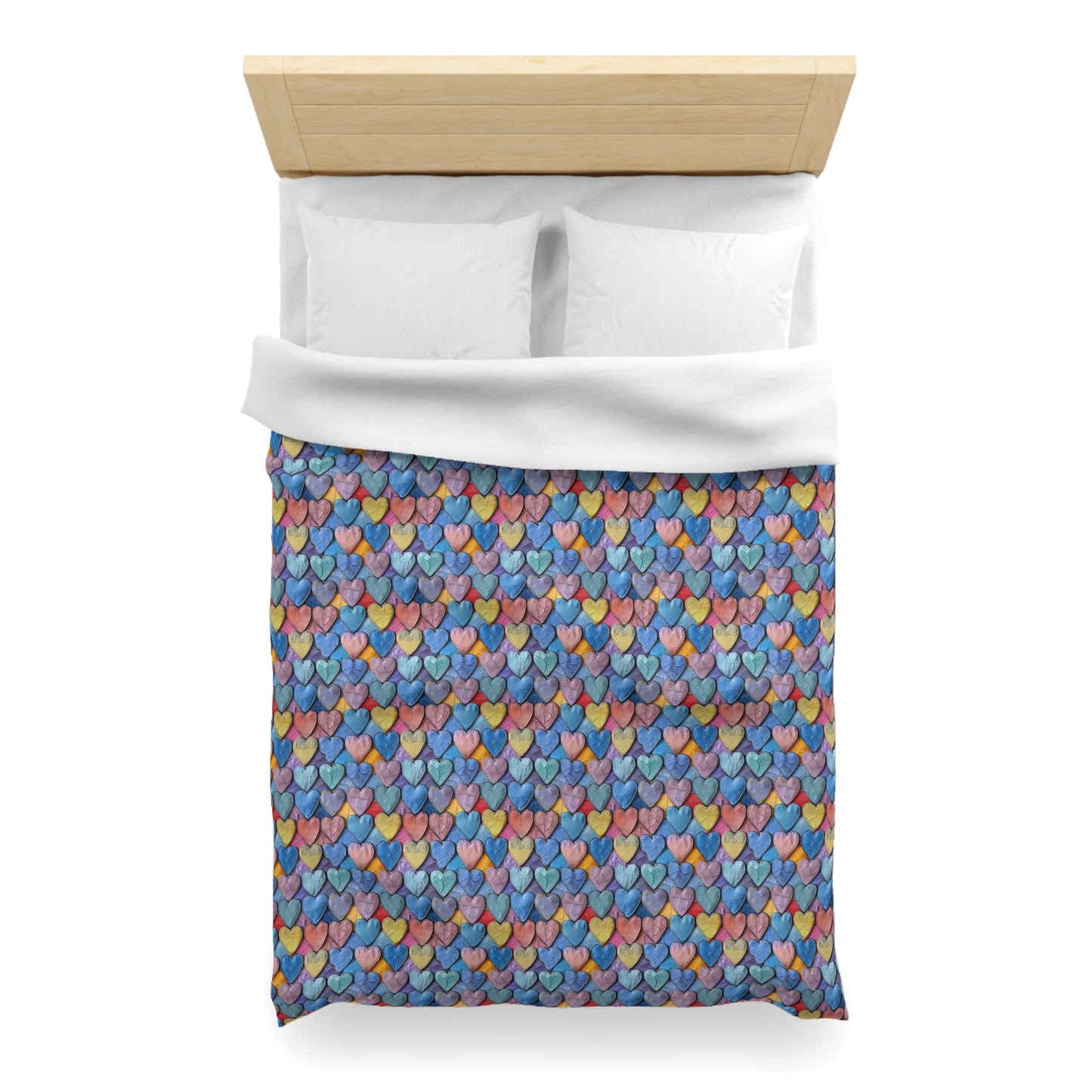 Color Pop Leather Hearts Microfiber Duvet Cover