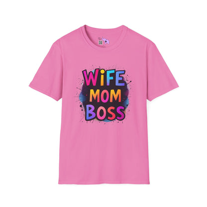 Wife Mom Boss (Primary Colors) Adult T-shirt