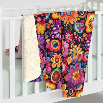 Floral Fiesta Sherpa Fleece Blanket