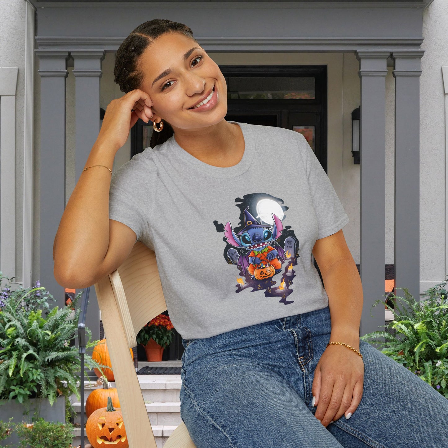 Halloween Stitch Full Moon Adult T-shirt