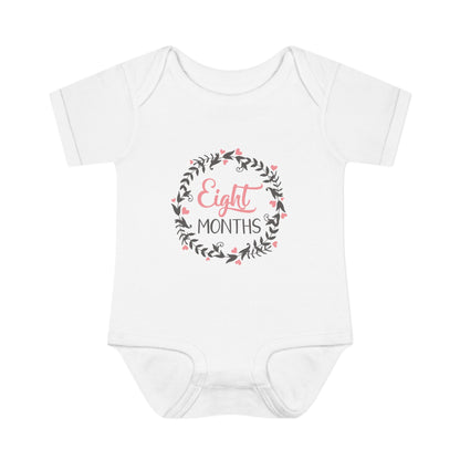 Pink Milestone Wreath Onesie-Eight Months