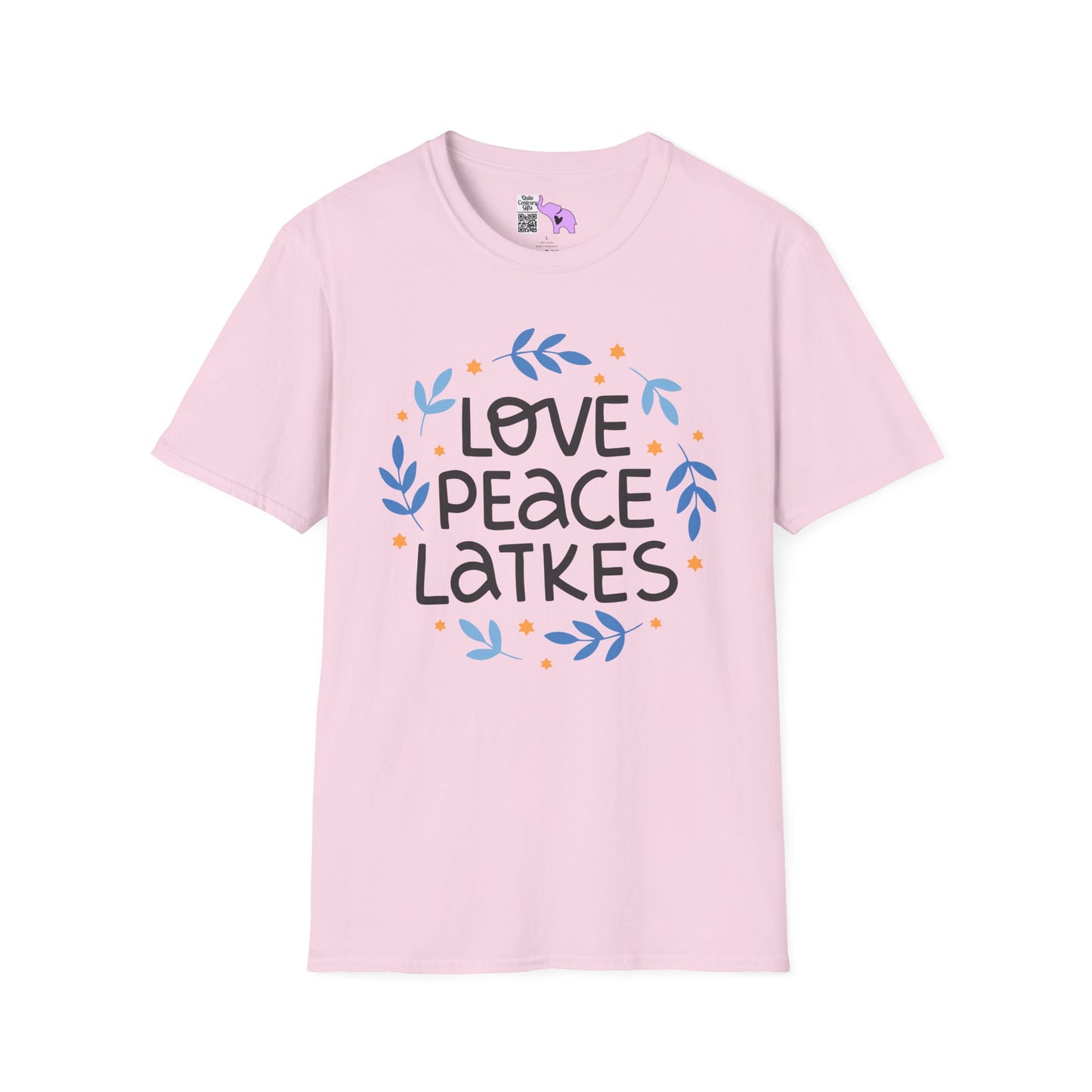 Hanukkah Love Peace Latkes Adult T-shirt