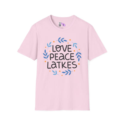Hanukkah Love Peace Latkes Adult T-shirt