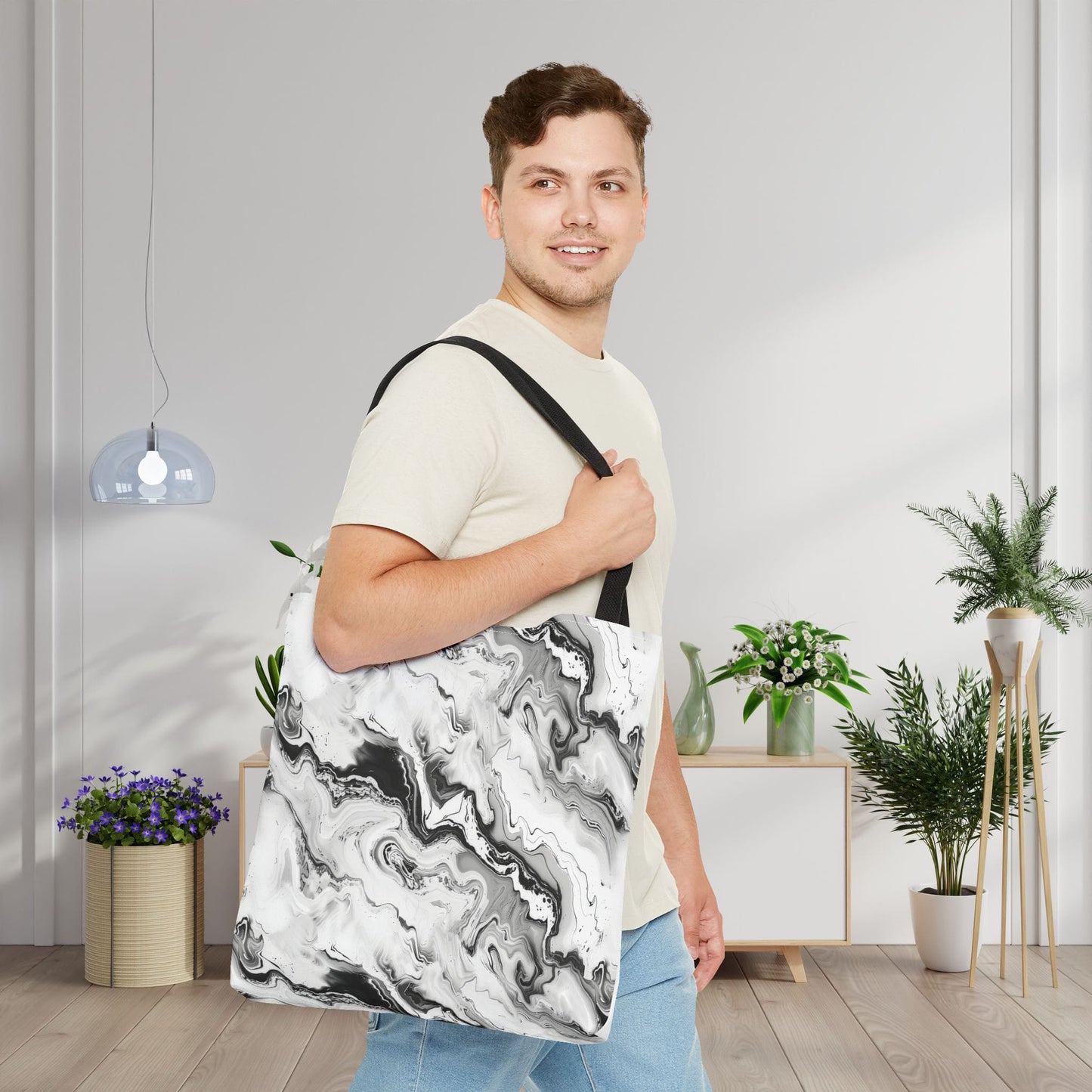 Frost Veil Marble Canvas Tote Bag