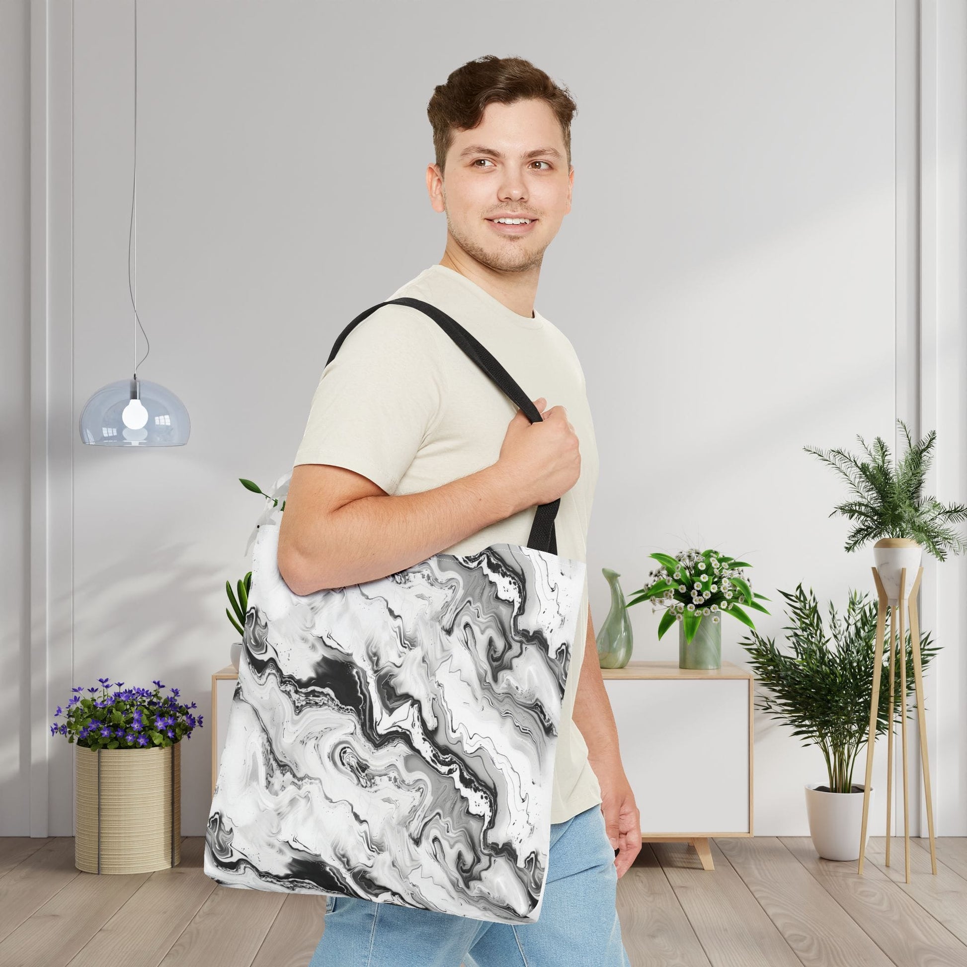 Frost Veil Marble Canvas Tote Bag