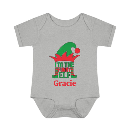 I'm The Funny Elf Personalized Infant Baby Rib Bodysuit