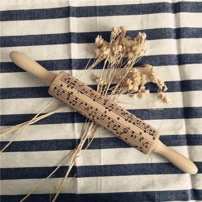 Embossed Wooden Rolling Pin – Decorative Cookie & Pastry Dough Roller with Floral, Animal, Music, Galaxy & Novelty Designs