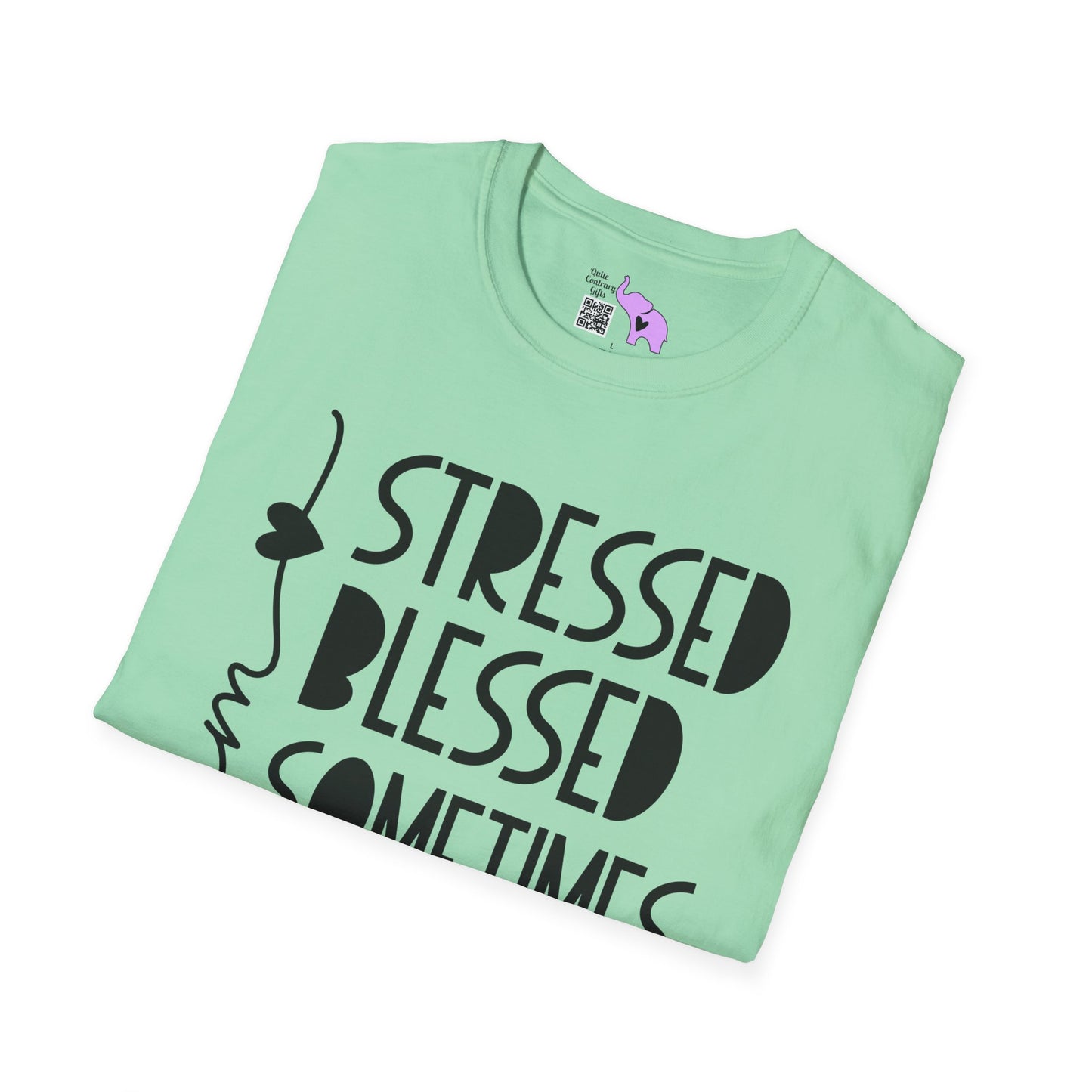 Mama Stressed Blessed Sometimes A Mess Adult T-shirt