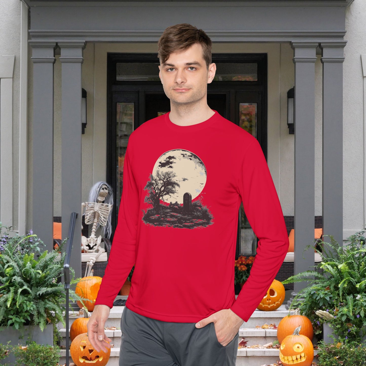 Halloween Grave Adult Long Sleeve Tee