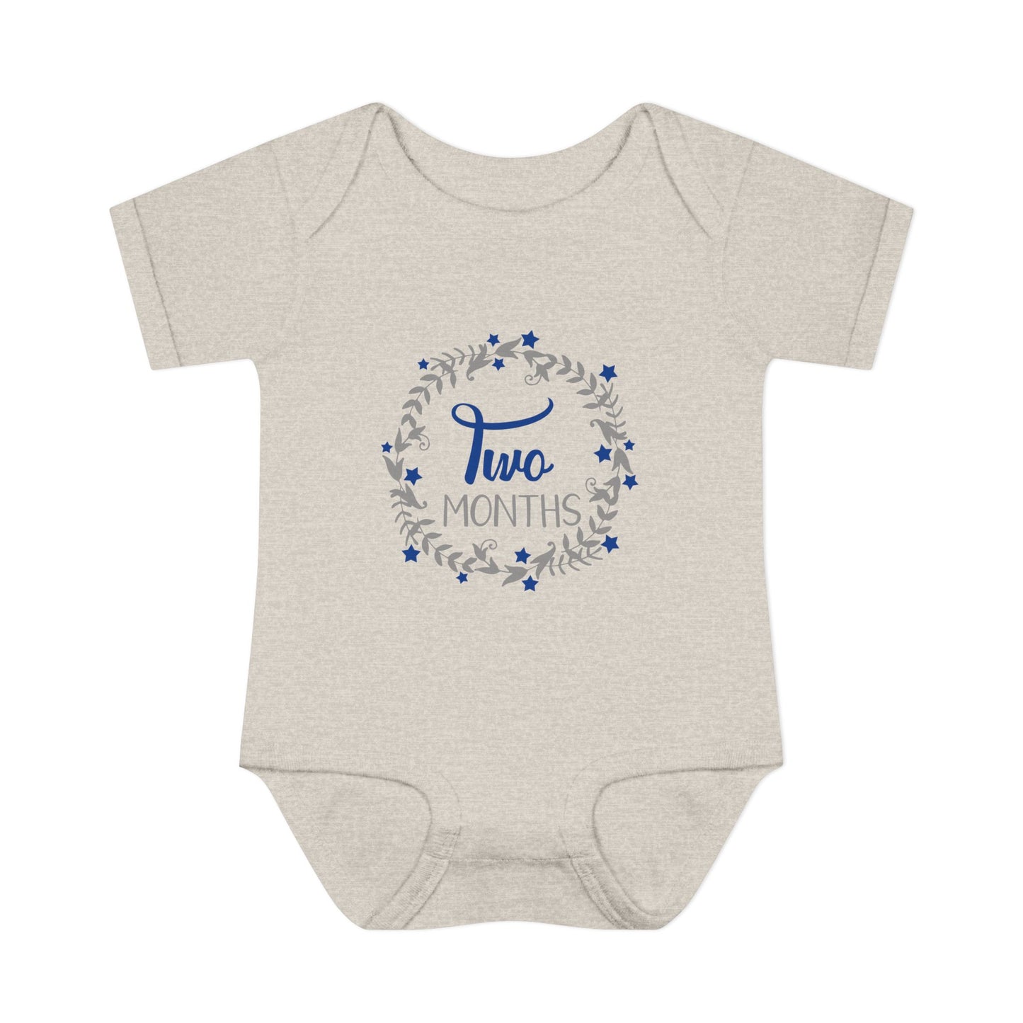 Blue Milestone Wreath Onesie-Two Months