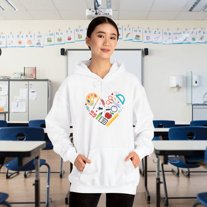 School Supply Heart Heavy Blend™ Hooded Sweatshirt
