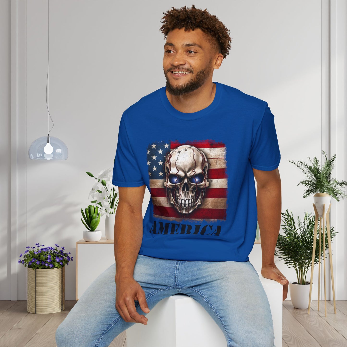 America Skull Adult T-shirt
