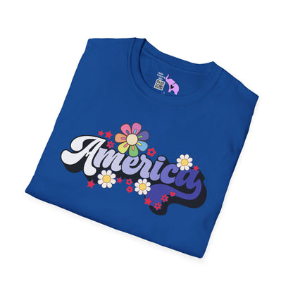 America (Floral) Adult T-shirt