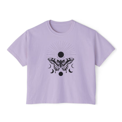 Butterfly w/Sun, Moon, & Stars Women's Boxy Tee