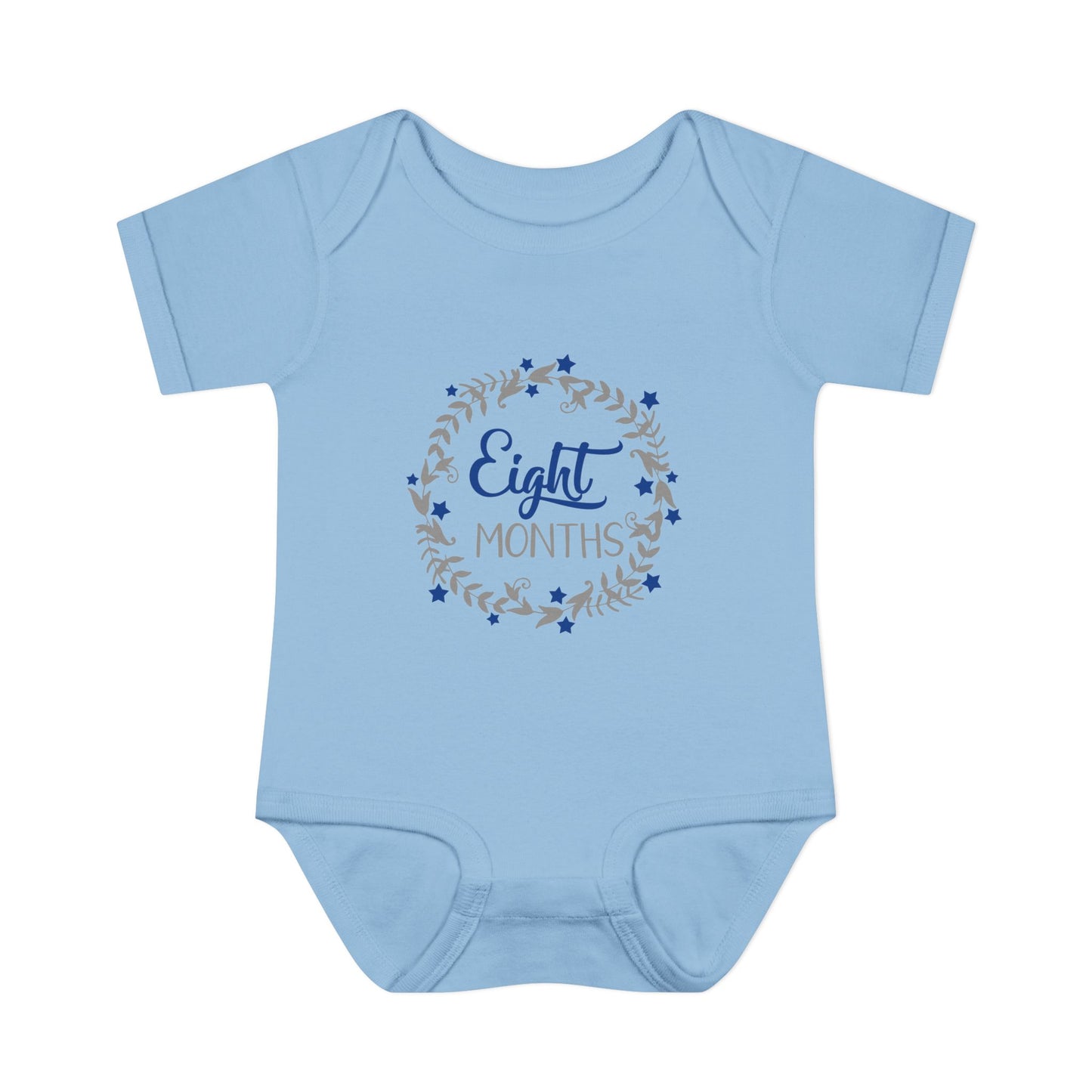 Blue Milestone Wreath Onesie-Eight Months