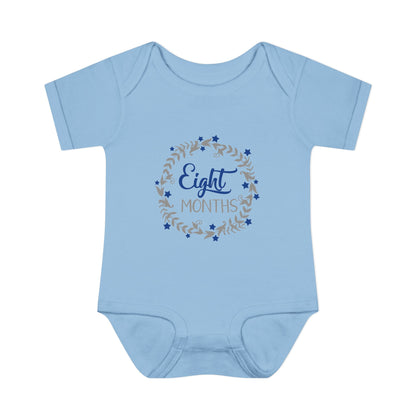 Blue Milestone Wreath Onesie-Eight Months