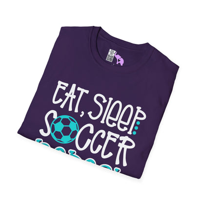Eat Sleep Soccer Repeat (Teal) Adult T-shirt