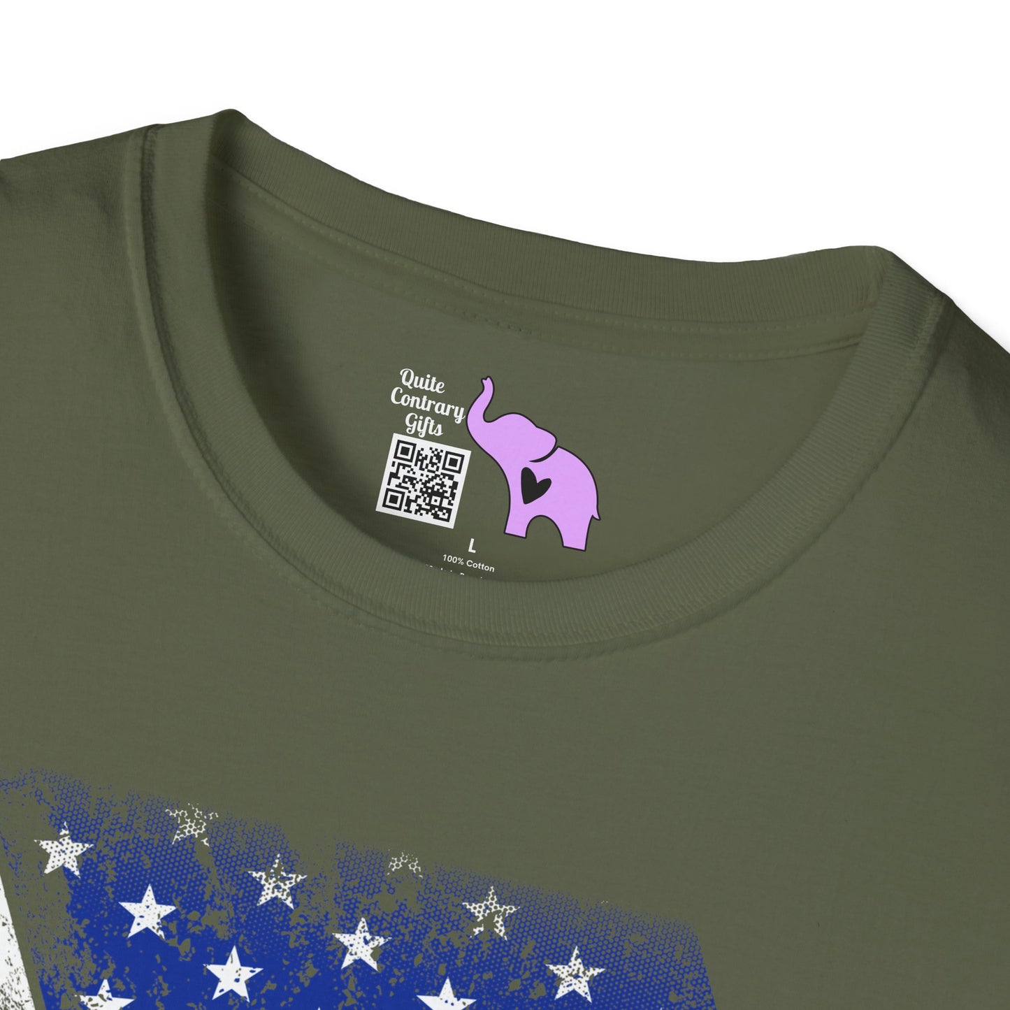 Distressed American Flag w/Dog Tags Adult T-Shirt