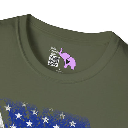 Distressed American Flag w/Dog Tags Adult T-Shirt