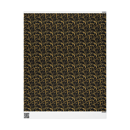 Golden Noir Swirl Wrapping Paper