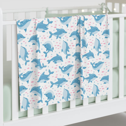 Little Dolphin Splash Baby Swaddle Blanket