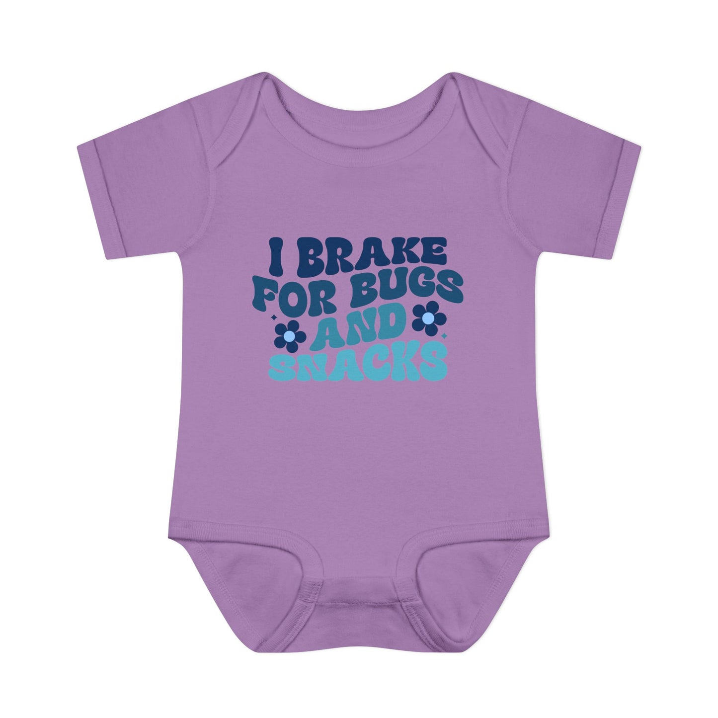I Brake For Bugs and Snacks Infant Baby Rib Bodysuit