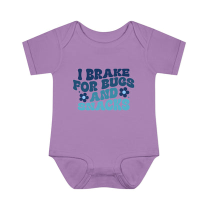 I Brake For Bugs and Snacks Infant Baby Rib Bodysuit