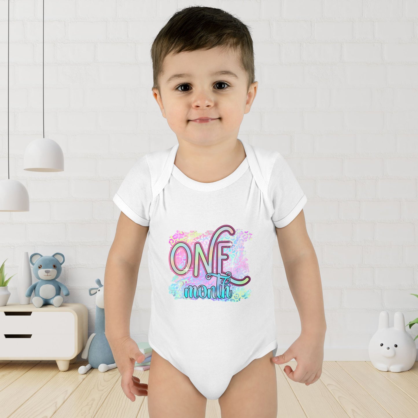 Pastel Wild One Milestone Baby Bodysuit-One Month