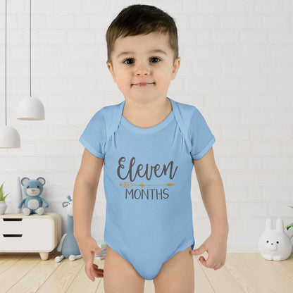 Golden Arrow Milestone Baby Bodysuit-Eleven Months