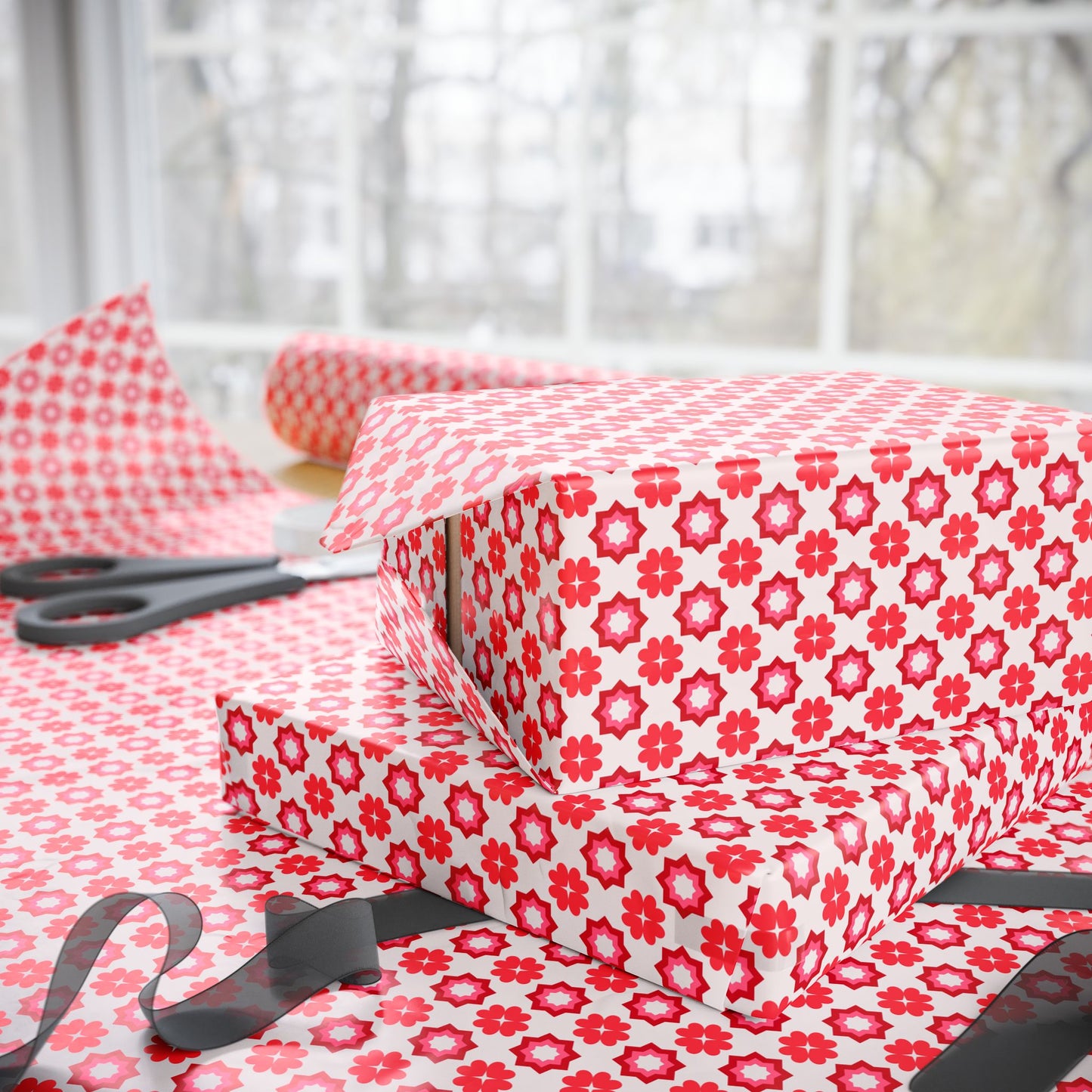 Scarlet Star Garden Wrapping Paper