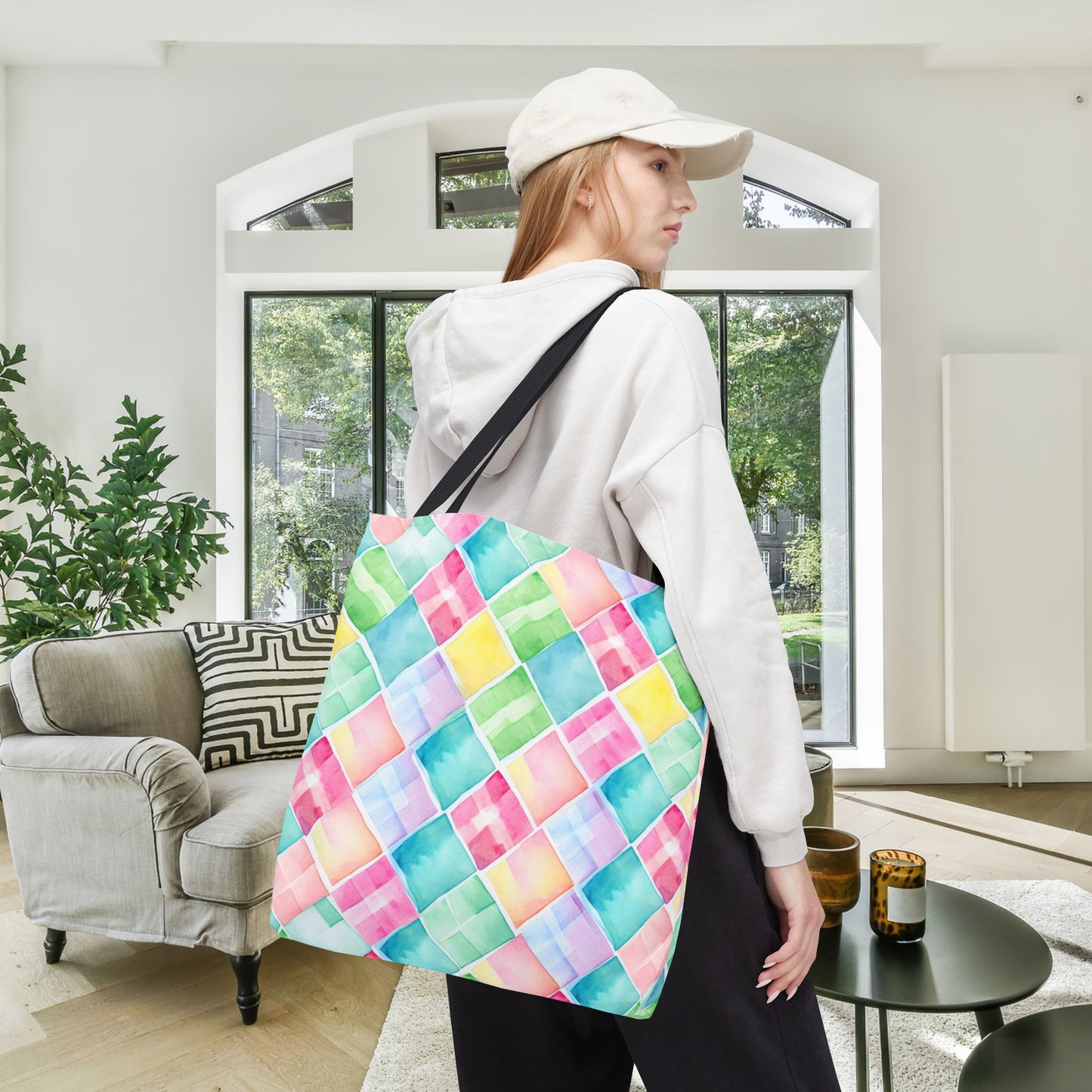 Watercolor Weave Canvas Tote Bag