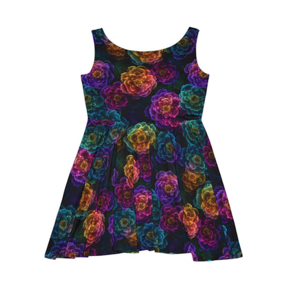 Neon Whisper Blooms Women's Skater Dress