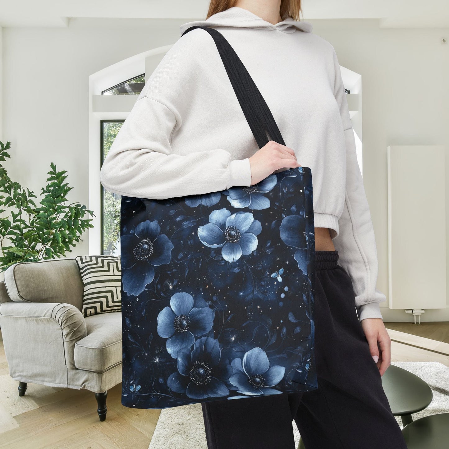 Midnight Blossoms Canvas Tote Bag