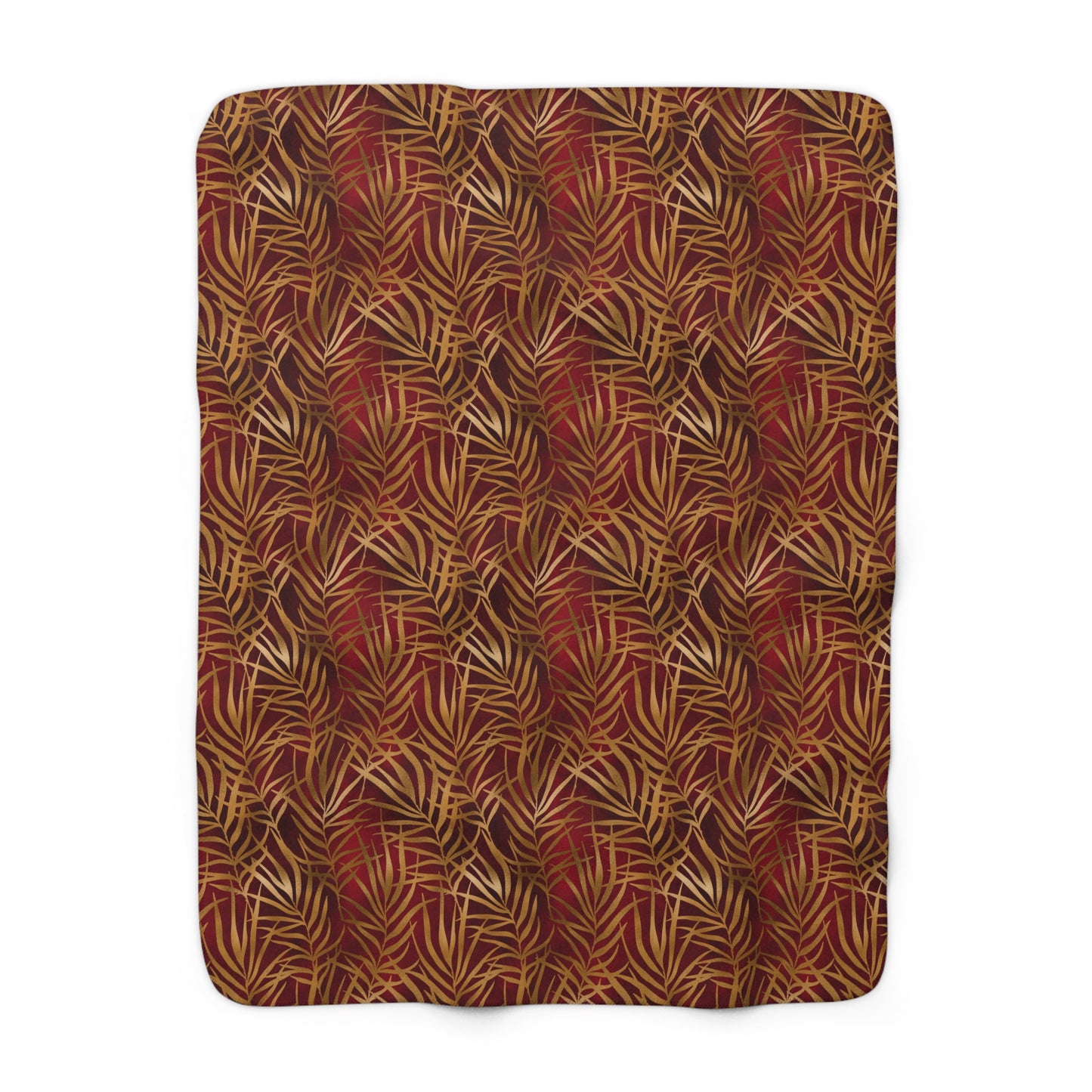 Crimson Palm Veil Fleece Blanket