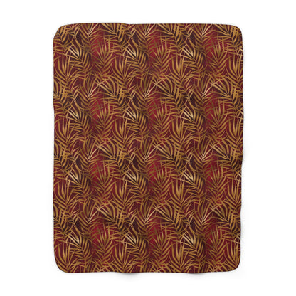 Crimson Palm Veil Fleece Blanket