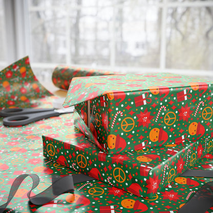 Smiley Face/Santa Hat/Poinsettia Christmas Wrapping Paper