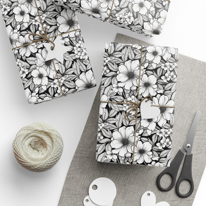 Black & White Forget-Me-Nots Gift Wrap for All Occasions