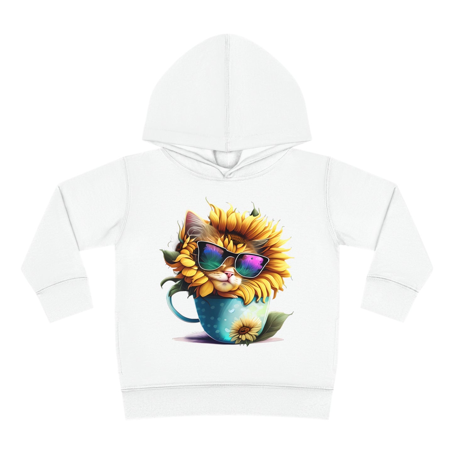 Cool Sunflower Kitten 1 Toddler Pullover Fleece Hoodie