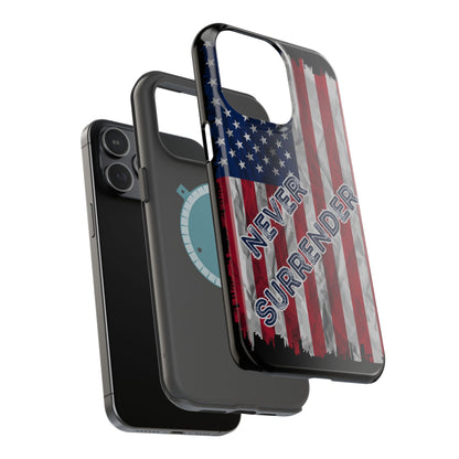 Never Surrender American Flag MagSafe® Compatible Tough Case for iPhone