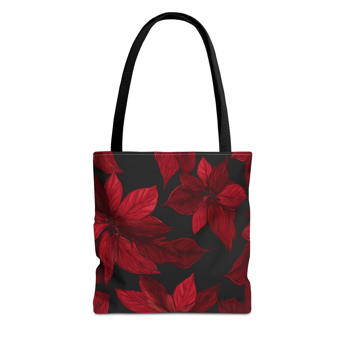 Midnight Poinsettia Garden Canvas Tote Bag