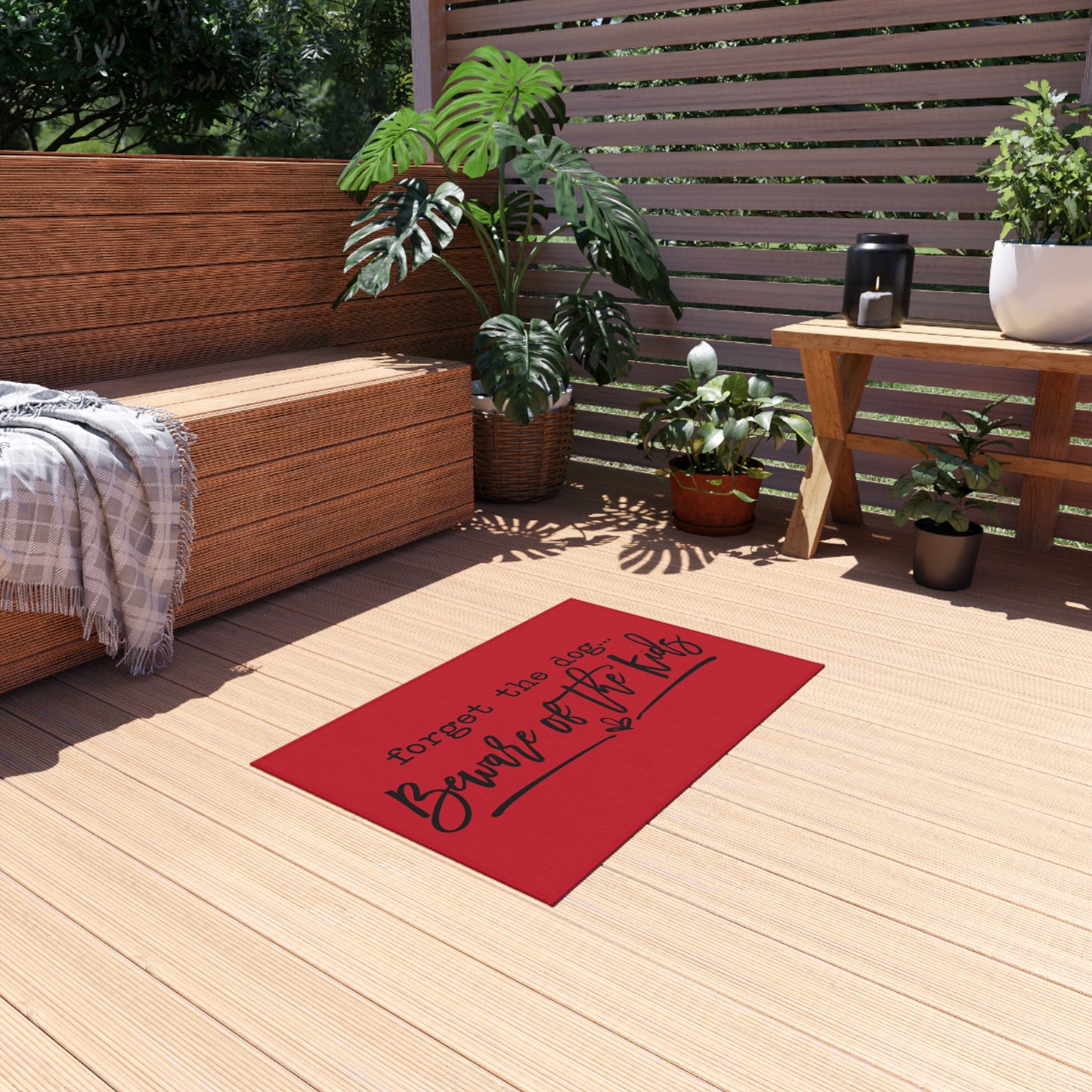 Forget The Dog Beware of the Kids Outdoor Rug