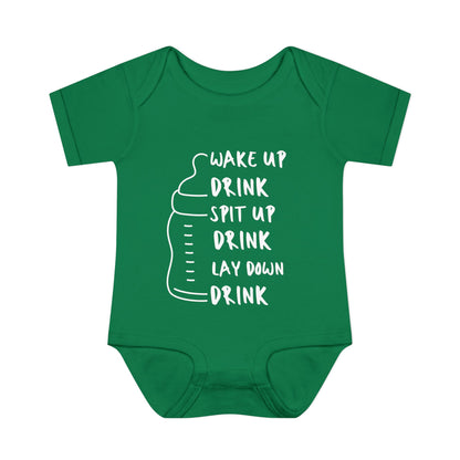 Wake Up Spit Up Lay Down Drink Infant Baby Rib Bodysuit