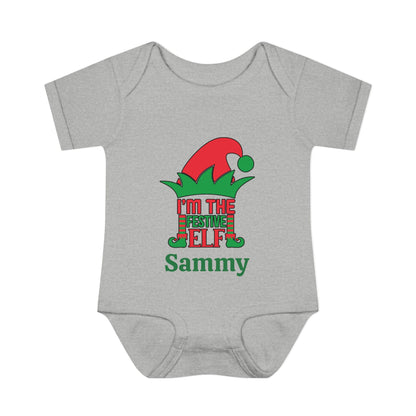 I'm The Festive Elf Personalized Infant Baby Rib Bodysuit