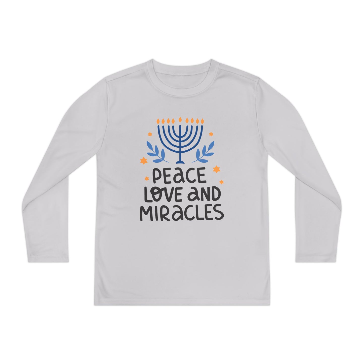 Hanukkah Peace Love & Miracles 1 Youth Long Sleeve Tee