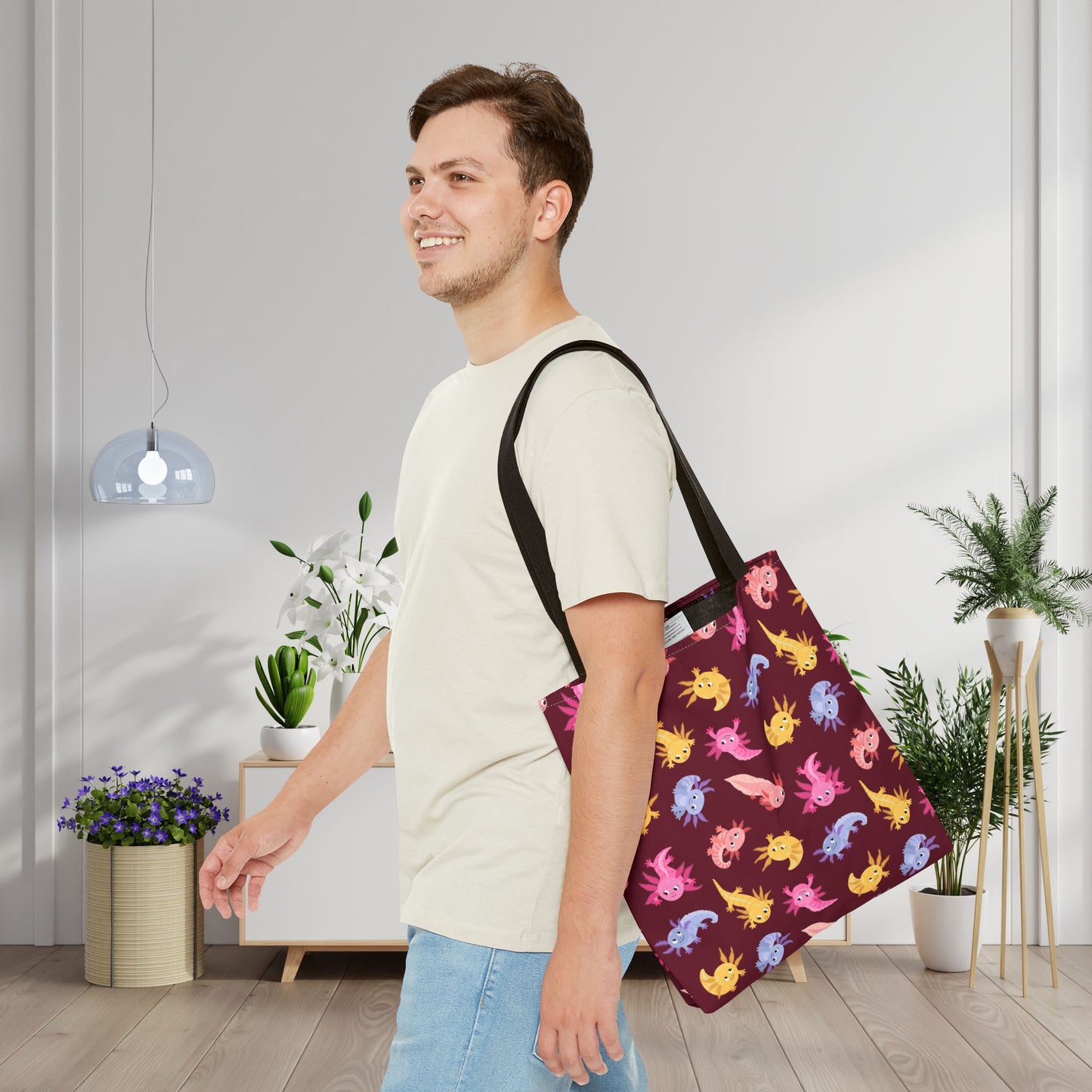 Crimson Axolotls Canvas Tote Bag