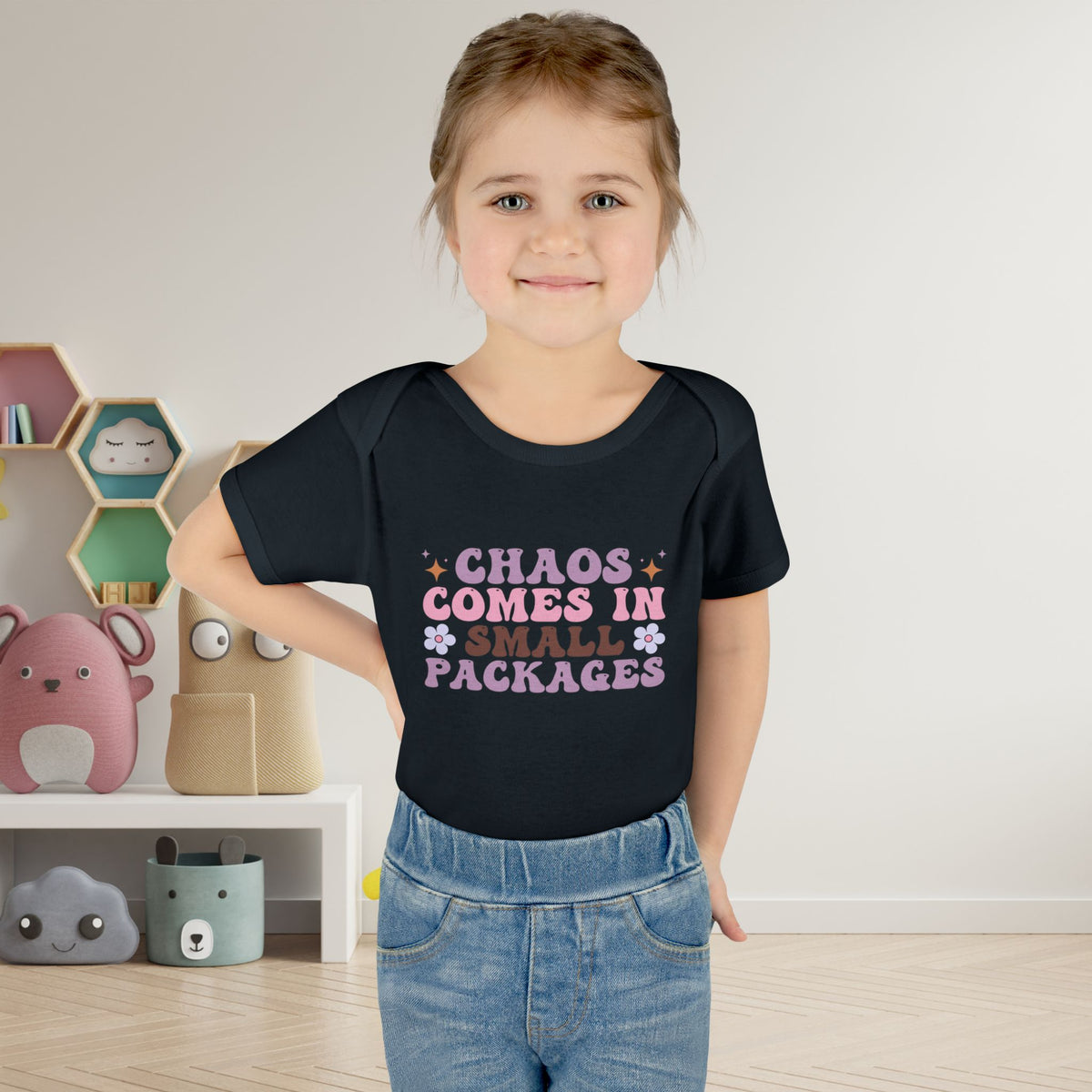 Chaos Comes In Small Packages Baby Rib Bodysuit