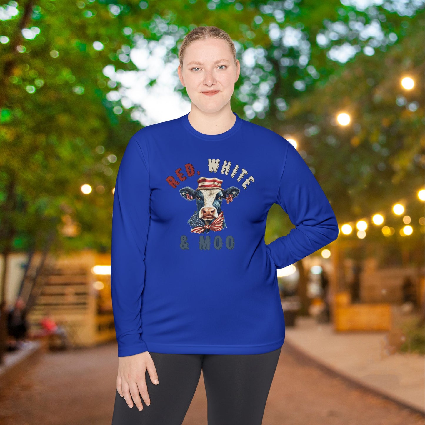 Red, White, & Moo Adult Long Sleeve Tee