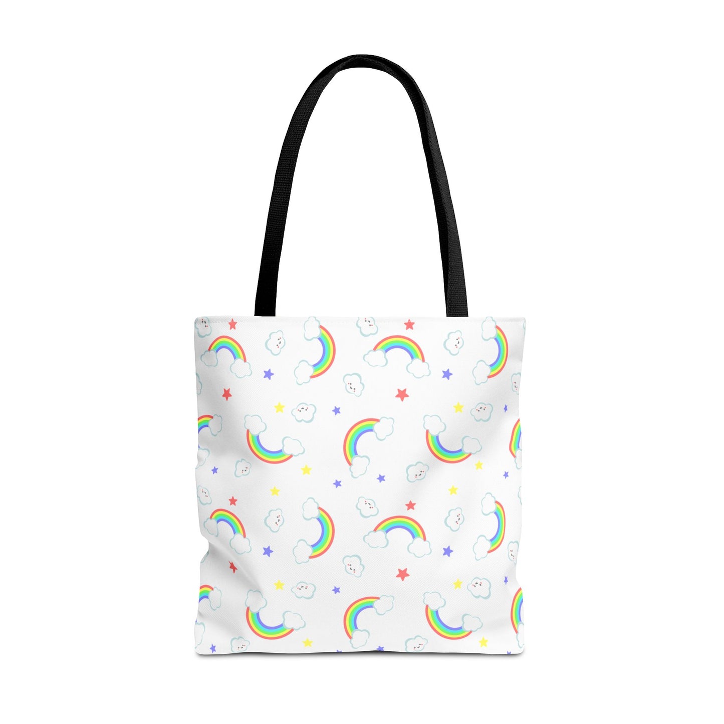 Rainbow Smiles & Stars Canvas Tote Bag
