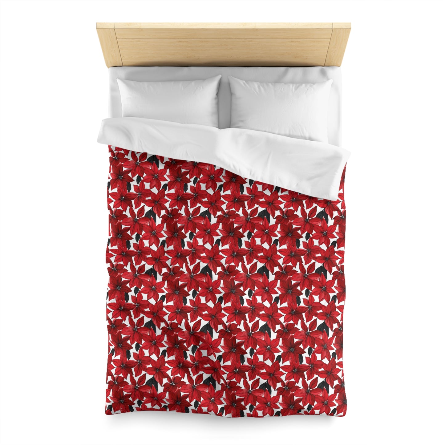 Inked Poinsettias Microfiber Duvet Cover