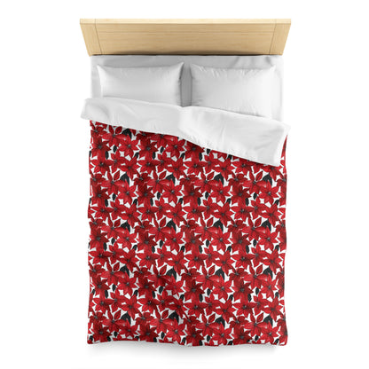 Inked Poinsettias Microfiber Duvet Cover
